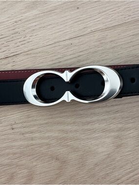 Coach Black Leather Belt with Silver Signature Buckle